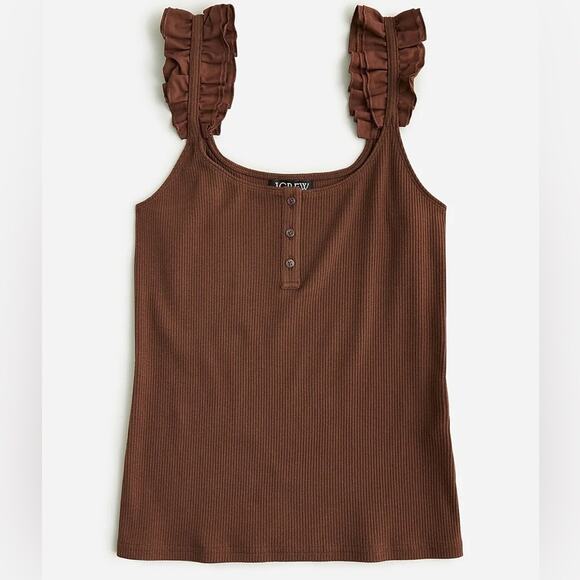 J. Crew Vintage Rib Scrunchie strap 
henley tank top - Picture 1 of 10